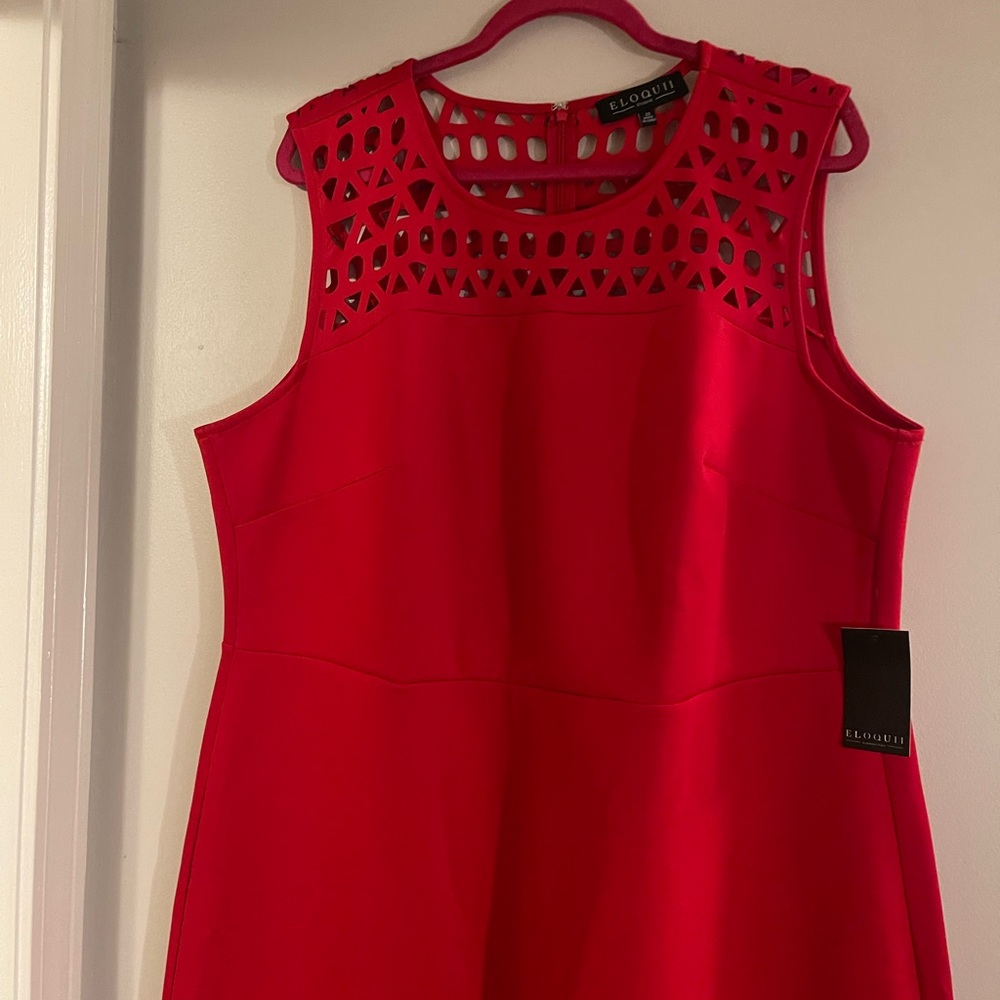 Eloquii Red Midi Dress with Cutout Details - Picture 3 of 6